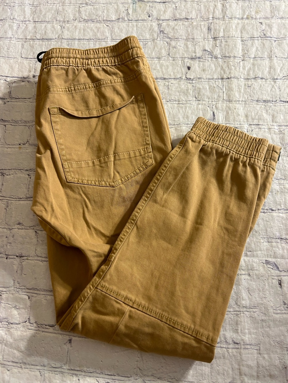 ARIZONA THE ORIGINAL JEAN CO. FLEX JOGGER SKINNY TAN KHAKI DRAWSTRING WAIST 32